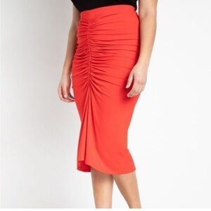 NWT Eloquii Cinch Front Midi Skirt Red